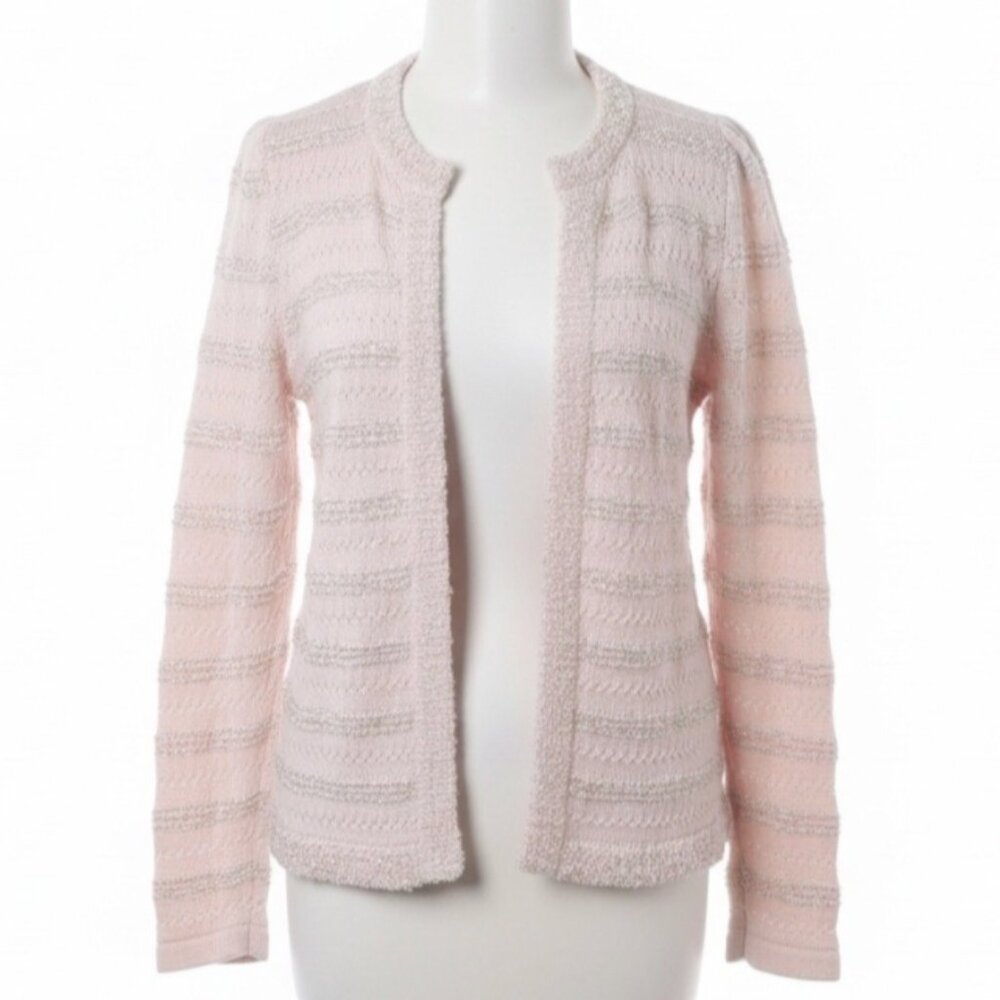 Ann Taylor Factory Textured Knit Jacket Blush Coquette Parisian Chic Size Small